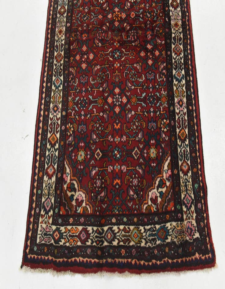 Detail image of  4' x 10' 5  Hand Knotted Hossainabad Persian Wool Runner Rug