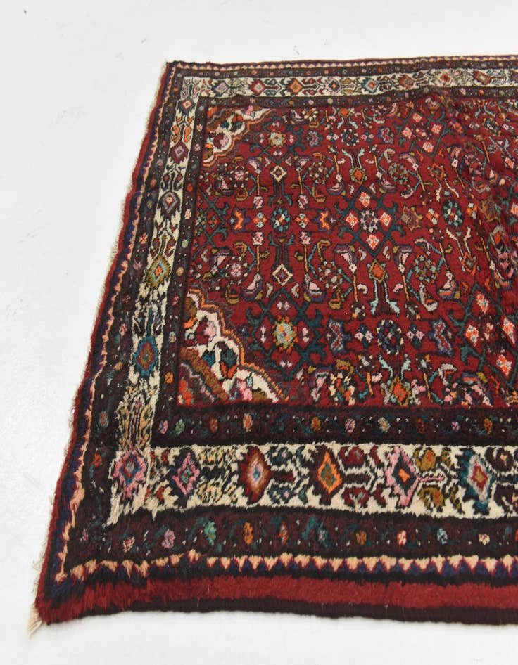 Detail image of  4' x 10' 5  Hand Knotted Hossainabad Persian Wool Runner Rug