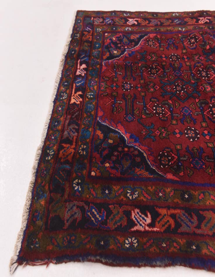 Detail image of  3' 10 x 9' 9  Hand Knotted Hossainabad Persian Wool Runner Rug