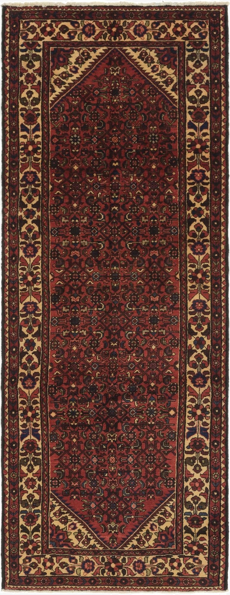  3' 10 x 10' 2  Hand Knotted Hossainabad Persian Wool Runner Rug