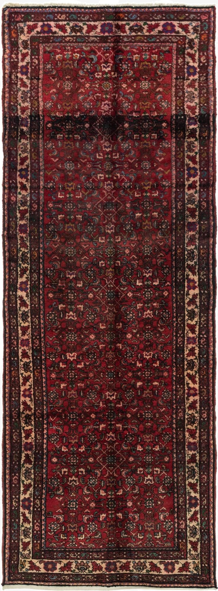  3' 8 x 10' 2  Hand Knotted Hossainabad Persian Wool Runner Rug