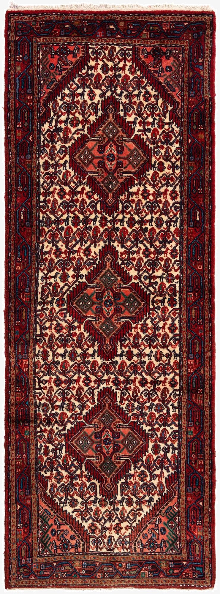  3' 8 x 10' 3 Hossainabad Wool Runner Rug