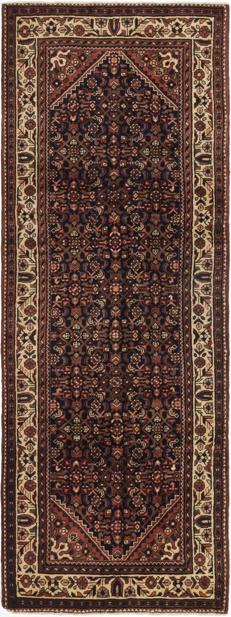  3' 9 x 10' 7  Hand Knotted Hossainabad Persian Wool Runner Rug