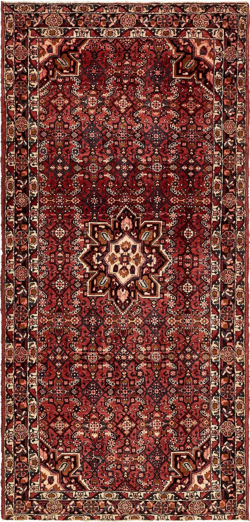  5' 5 x 11' 5  Hand Knotted Hossainabad Persian Wool Runner Rug