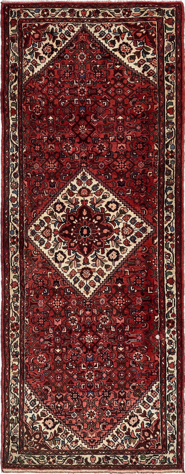 3' 10 x 10' 2  Hand Knotted Hossainabad Persian Wool Runner Rug