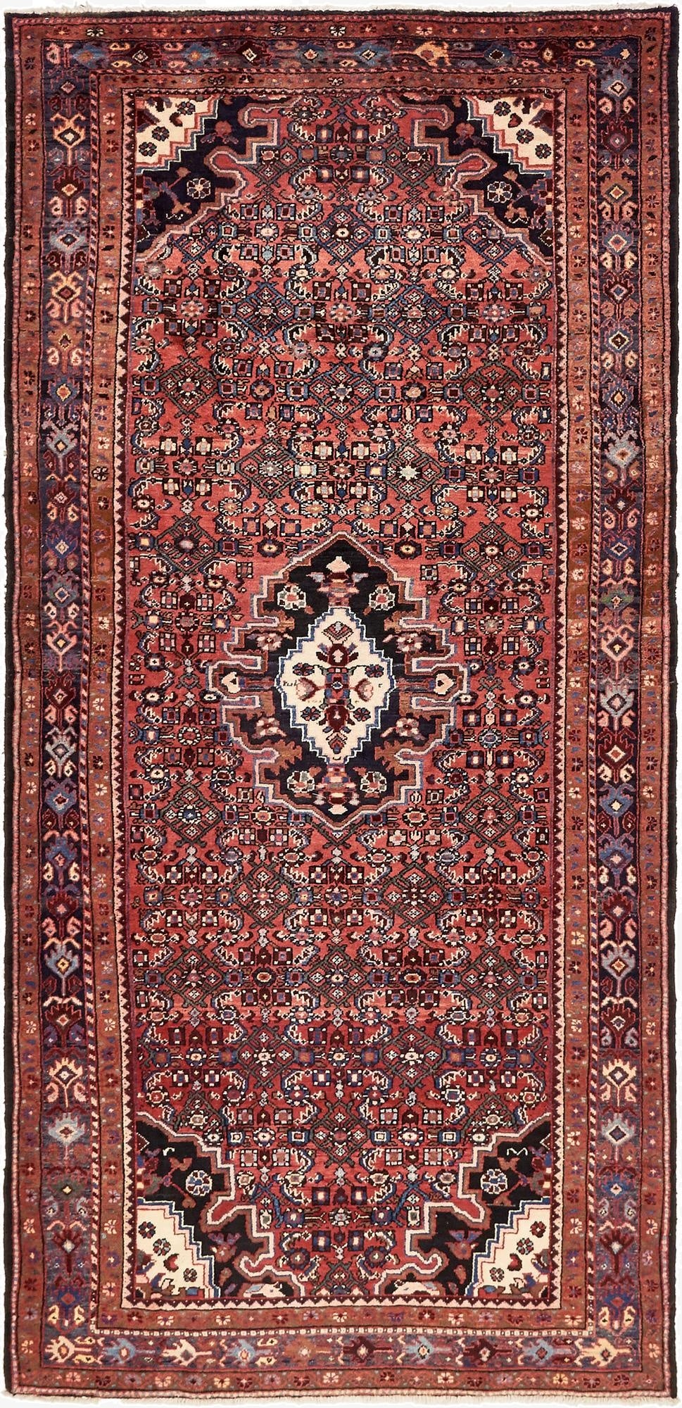  5' 6 x 11' 1  Hand Knotted Hossainabad Persian Wool Runner Rug
