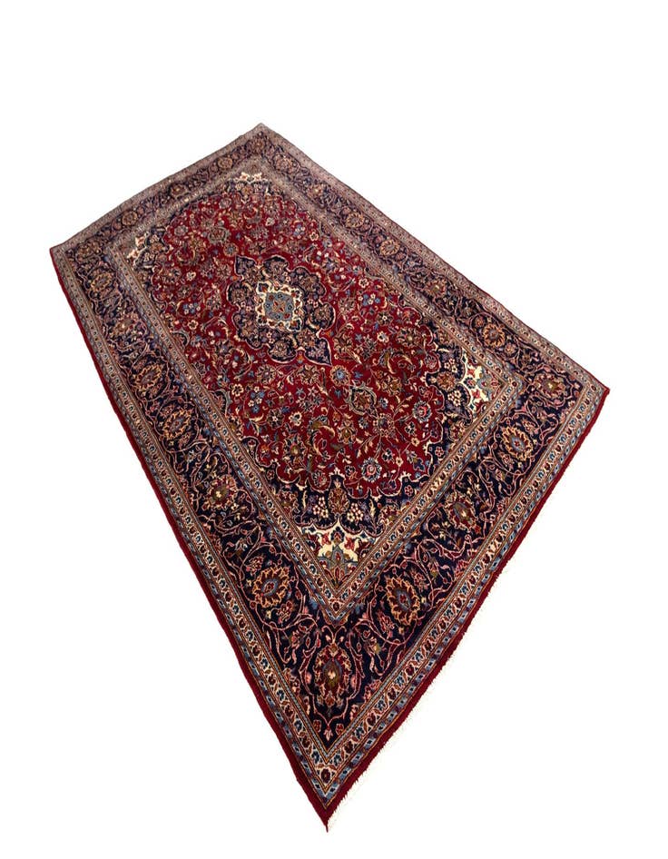 Detail image of  6' 6 x 10' 10  Hand Knotted Kashan Persian Wool Runner Rug