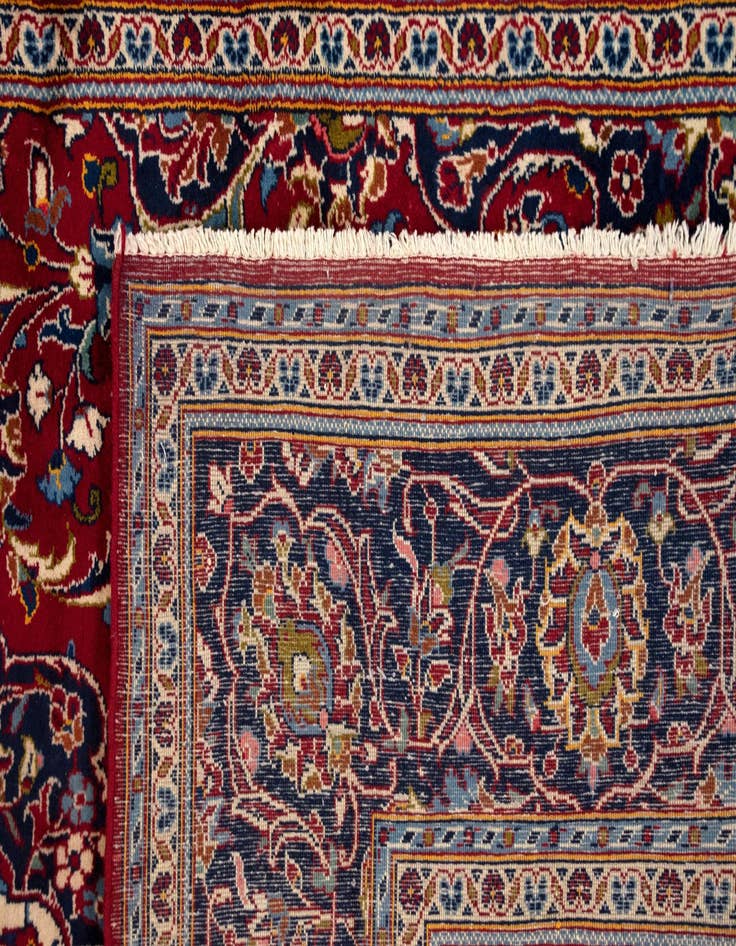 Detail image of  6' 6 x 10' 10  Hand Knotted Kashan Persian Wool Runner Rug