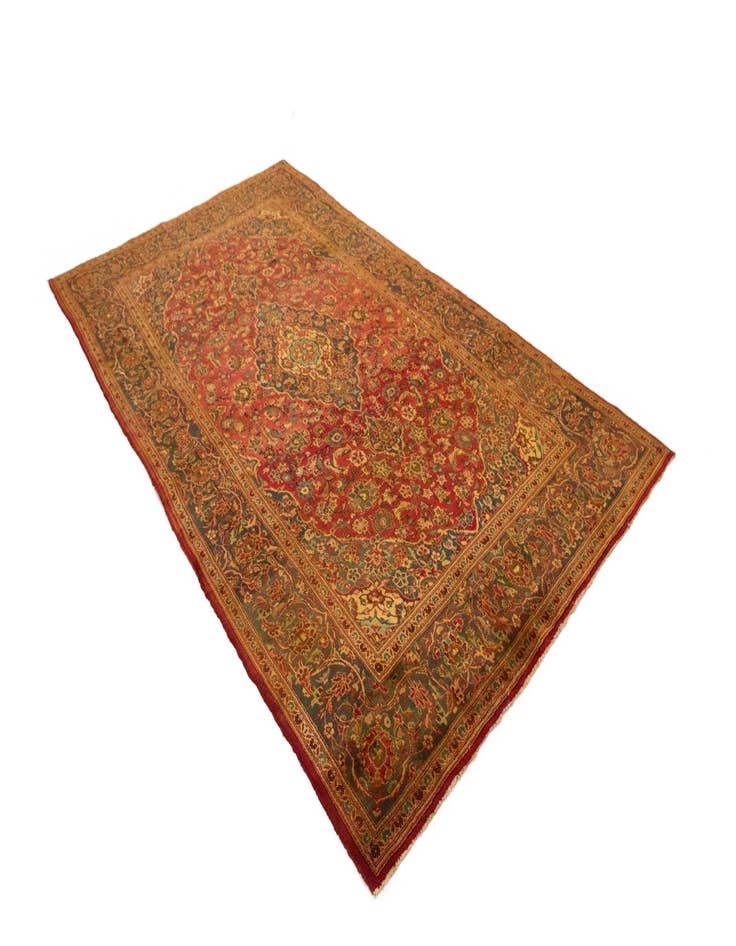 Detail image of  6' 4 x 10' 11  Hand Knotted Kashan Persian Wool Runner Rug