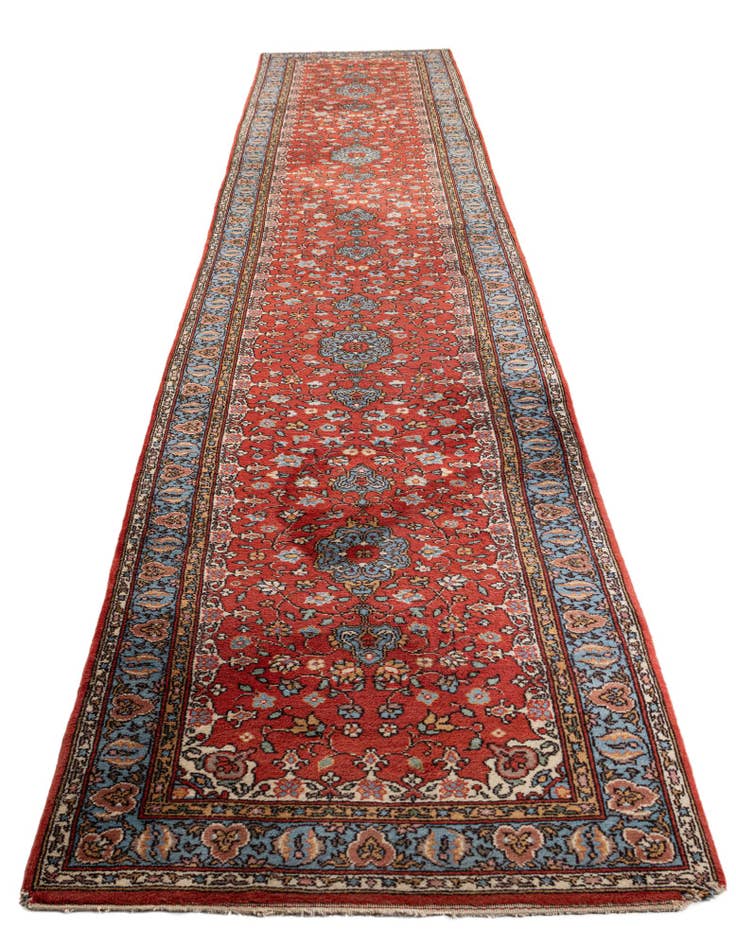 Detail image of  3' 5 x 18'  Hand Knotted Kashan Oriental Wool Runner Rug