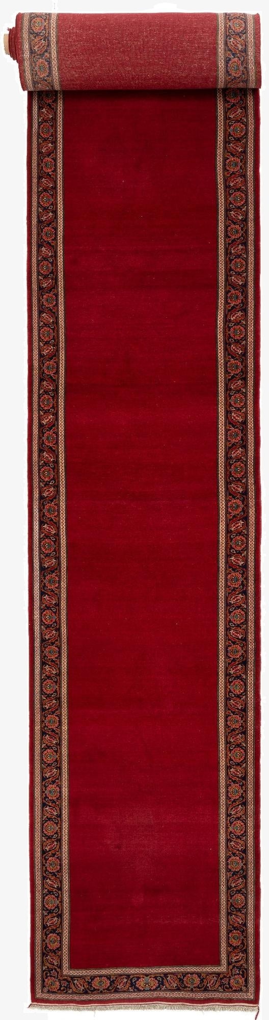  3' 6 x 30' 2  Hand Knotted Kashan Persian Runner Rug