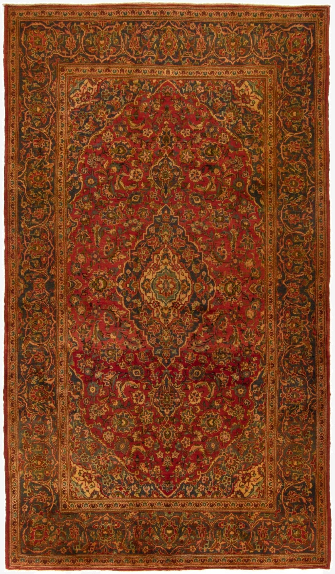  6' 4 x 10' 11  Hand Knotted Kashan Persian Wool Runner Rug