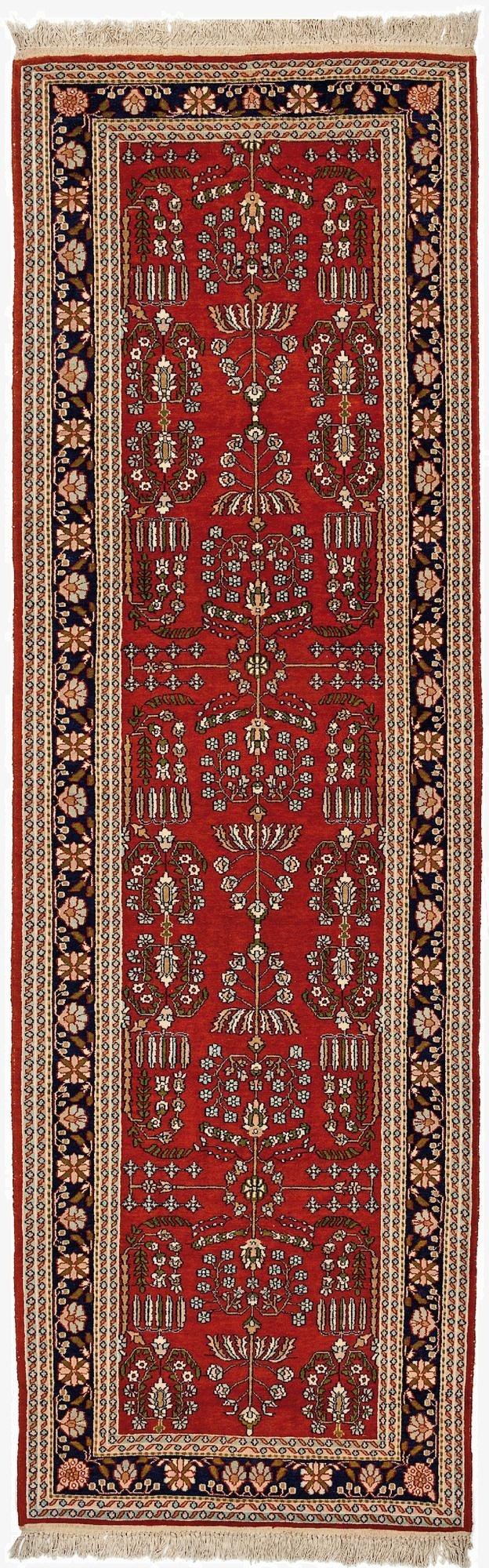  3' 2 x 10' 3  Hand Knotted Kashmir Oriental Wool Runner Rug
