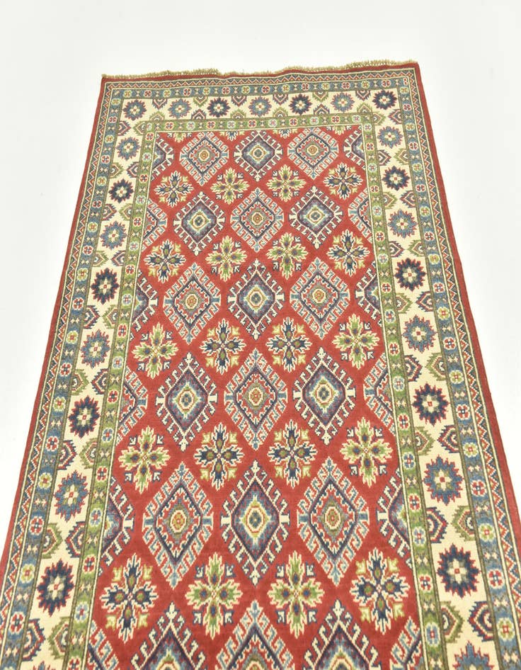 Detail image of  4' x 10' 4  Hand Knotted Kazak Runner Rug