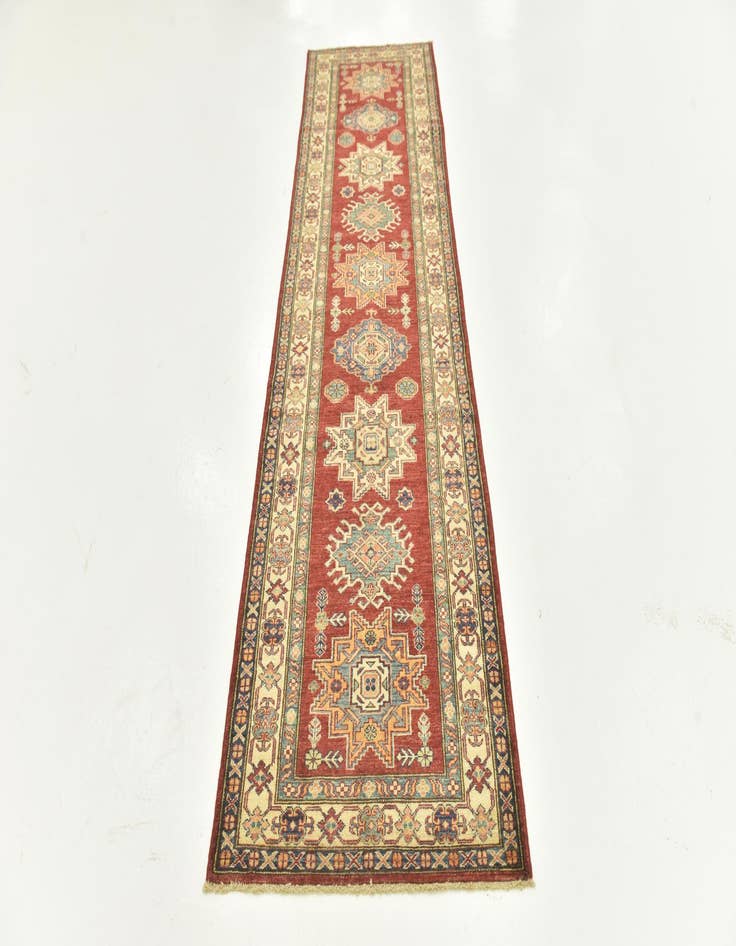 Detail image of  2' 6 x 9' 6  Hand Knotted Kazak Oriental Runner Rug