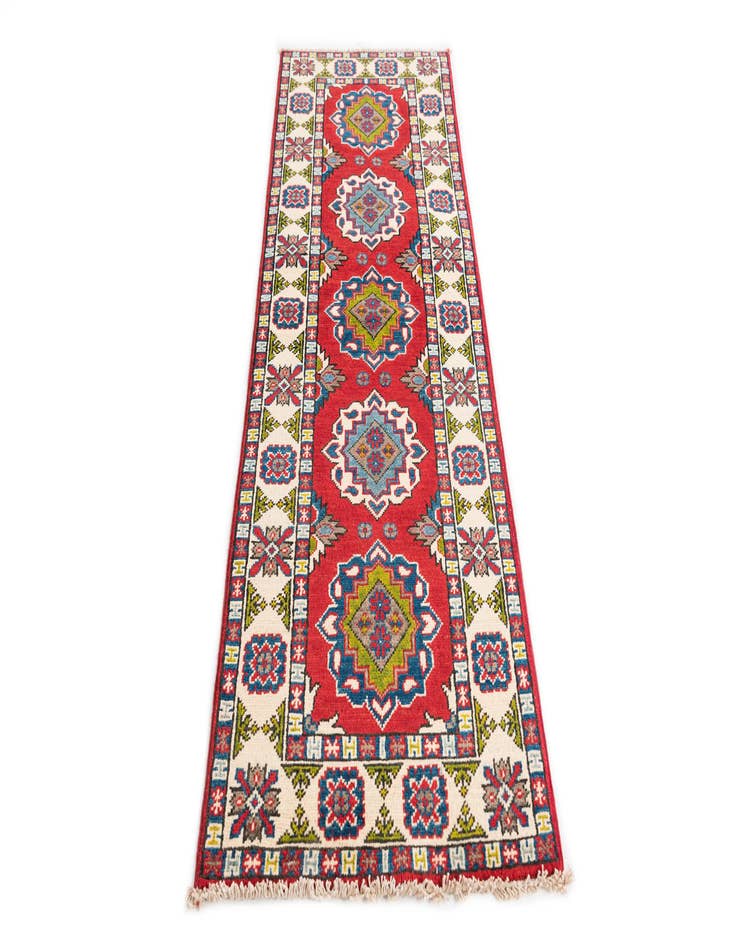 Detail image of  2' x 6' 1  Hand Knotted Kazak Runner Rug