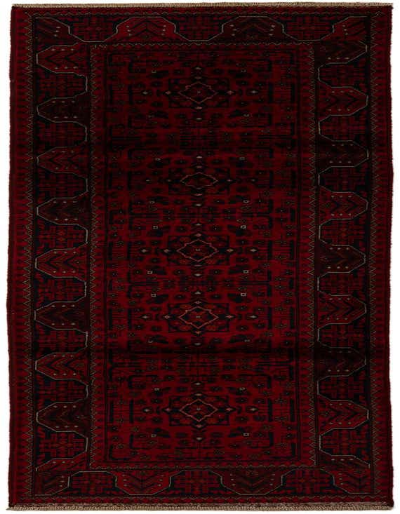 A 9 ft red Khal Mohammadi wool runner rug with a traditional oriental pattern and dark accents, perfect for a hallway.