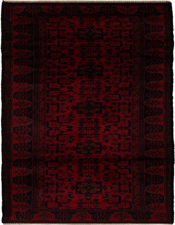 A 9 ft red Khal Mohammadi runner rug with a black and red oriental pattern, perfect for a hallway.