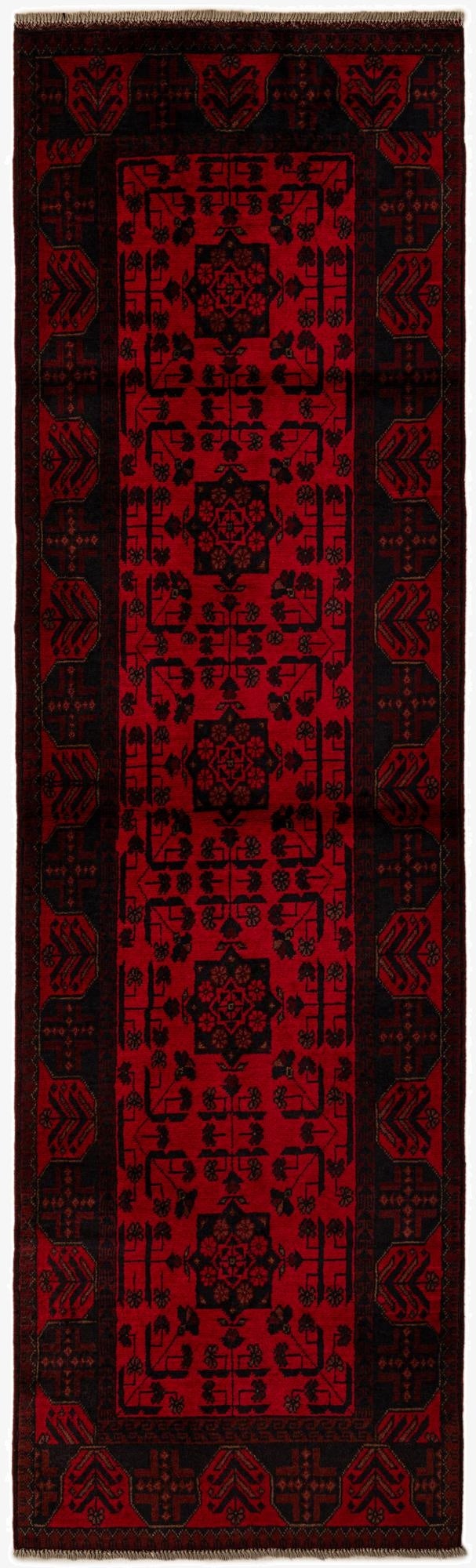  2' 9 x 9' 6  Hand Knotted Khal Mohammadi Wool Runner Rug