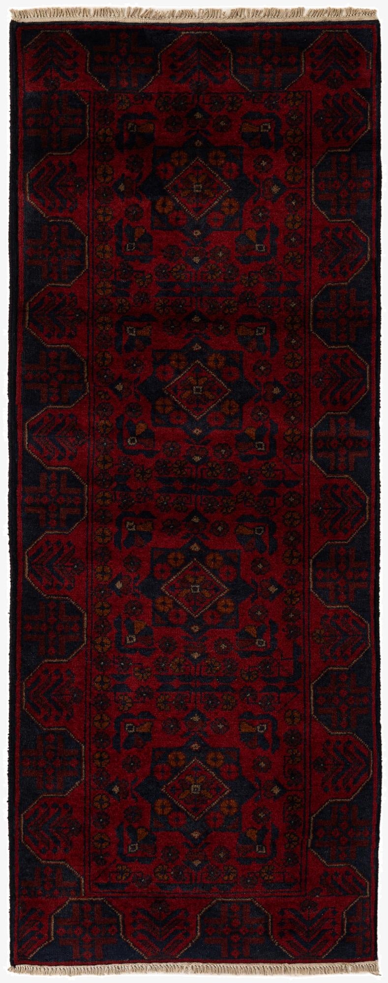  2' 6 x 6' 3  Hand Knotted Khal Mohammadi Wool Runner Rug