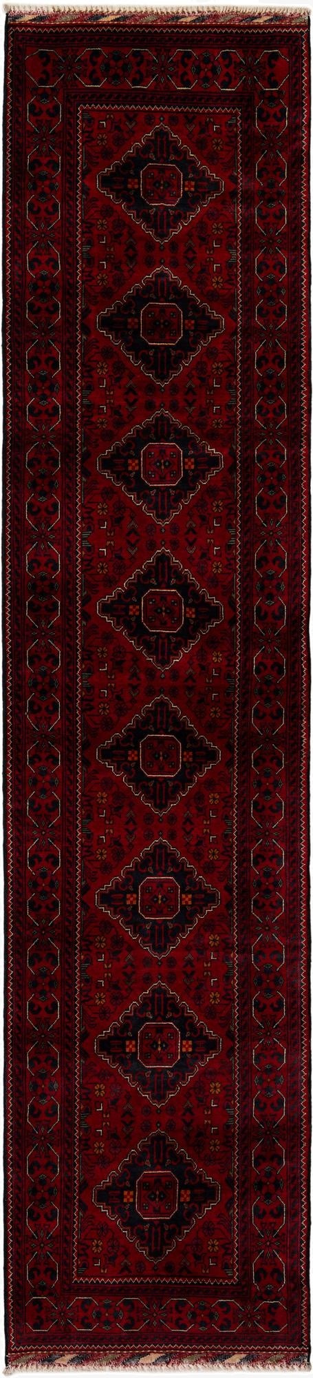  2' 9 x 12' 4  Hand Knotted Khal Mohammadi Wool Runner Rug