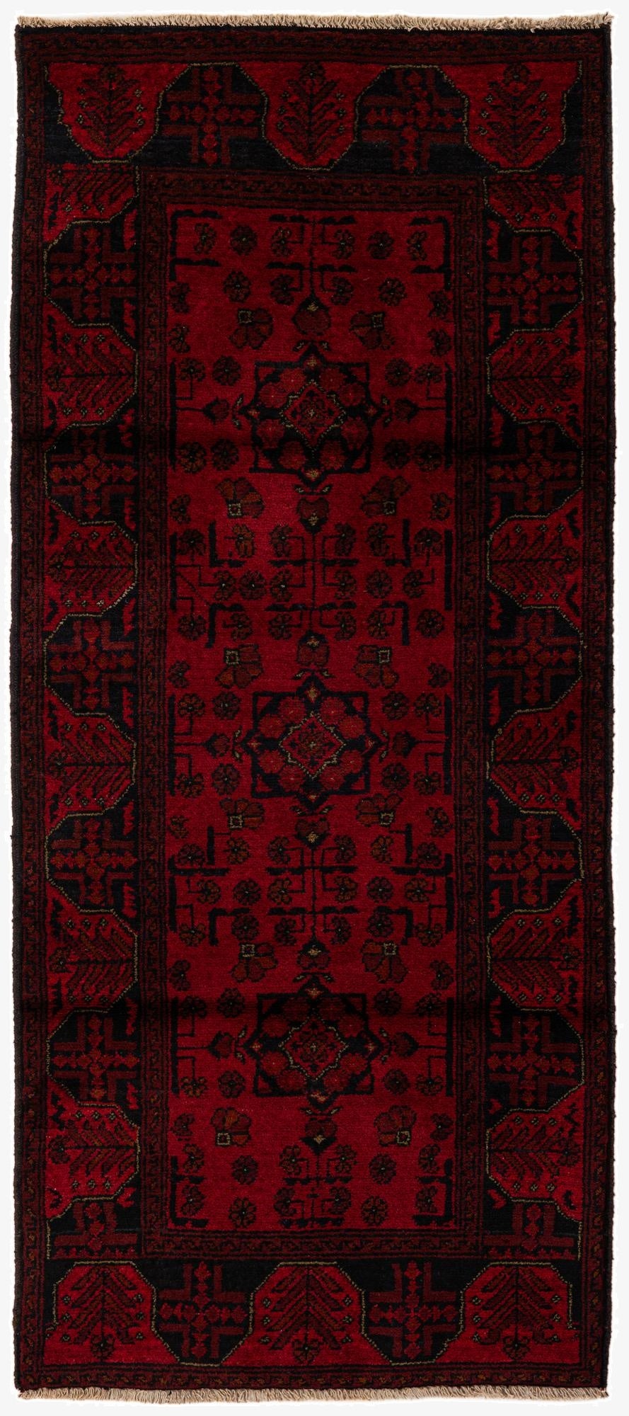  2' 9 x 6' 4  Hand Knotted Khal Mohammadi Wool Runner Rug