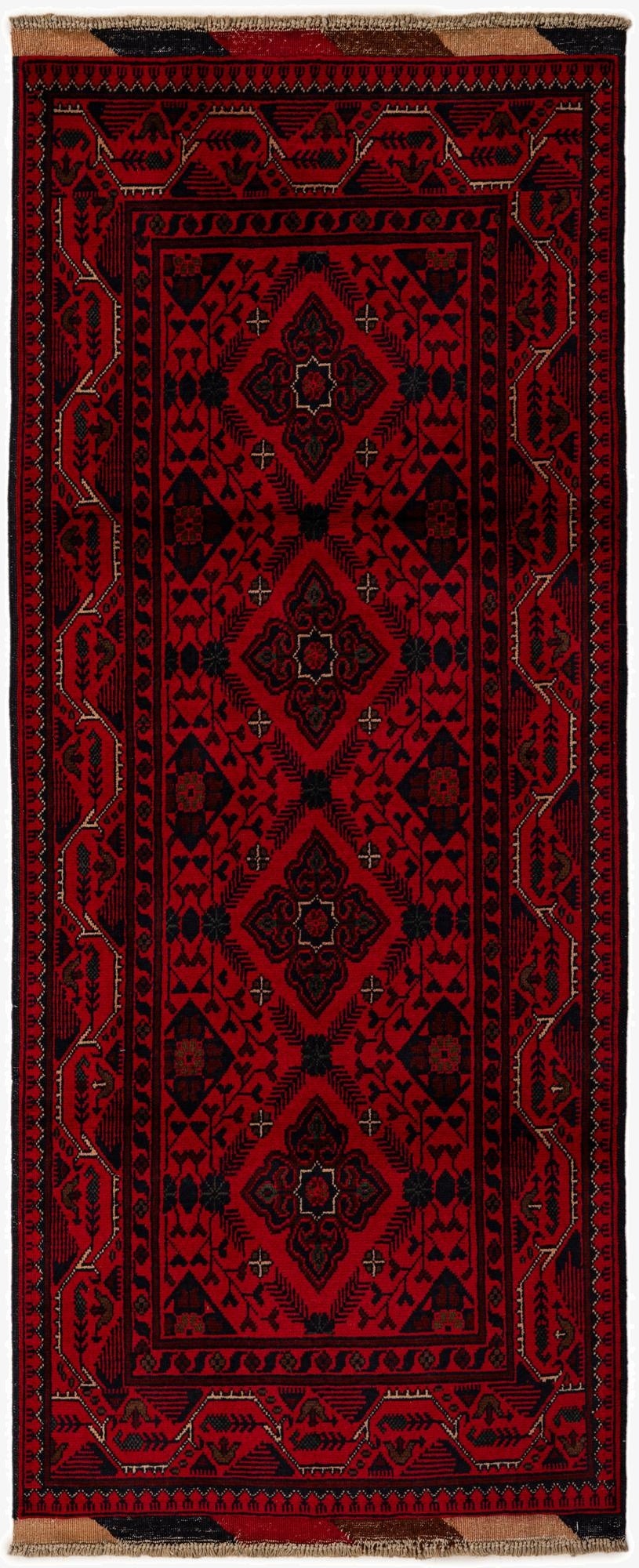  2' 7 x 6' 4  Hand Knotted Khal Mohammadi Wool Runner Rug