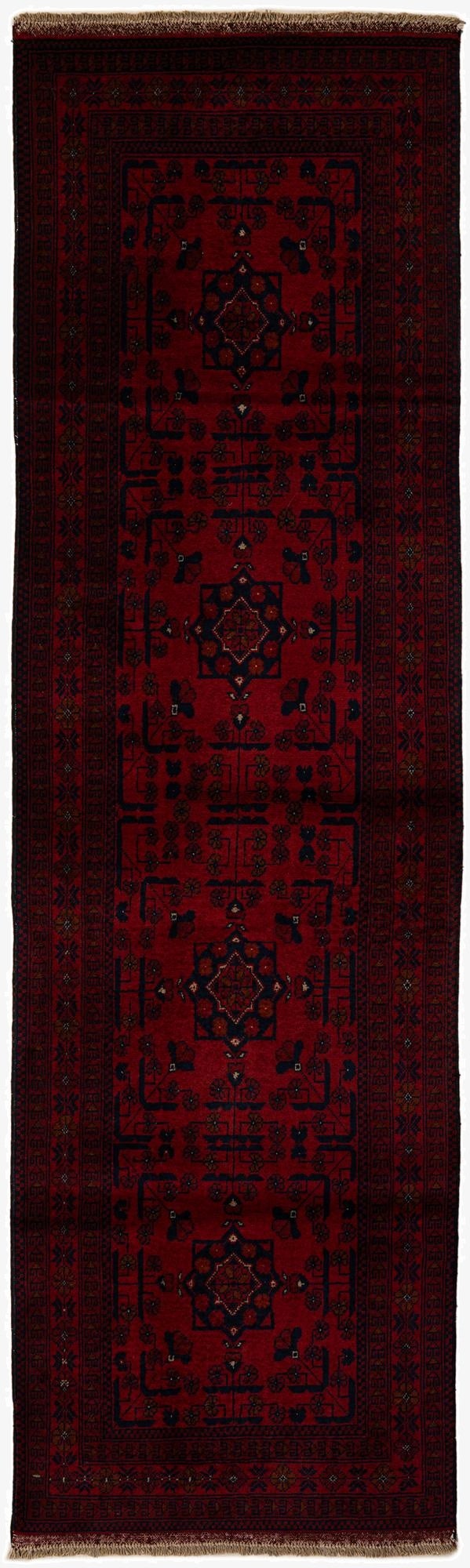  2' 9 x 9' 7  Hand Knotted Khal Mohammadi Wool Runner Rug