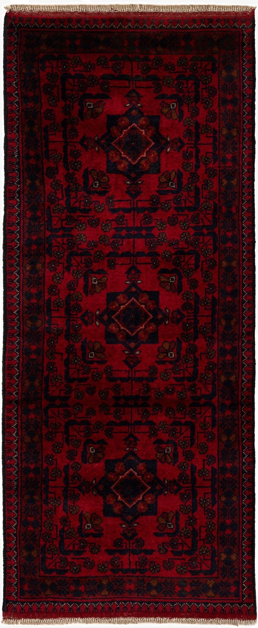  2' 9 x 6' 10  Hand Knotted Khal Mohammadi Wool Runner Rug