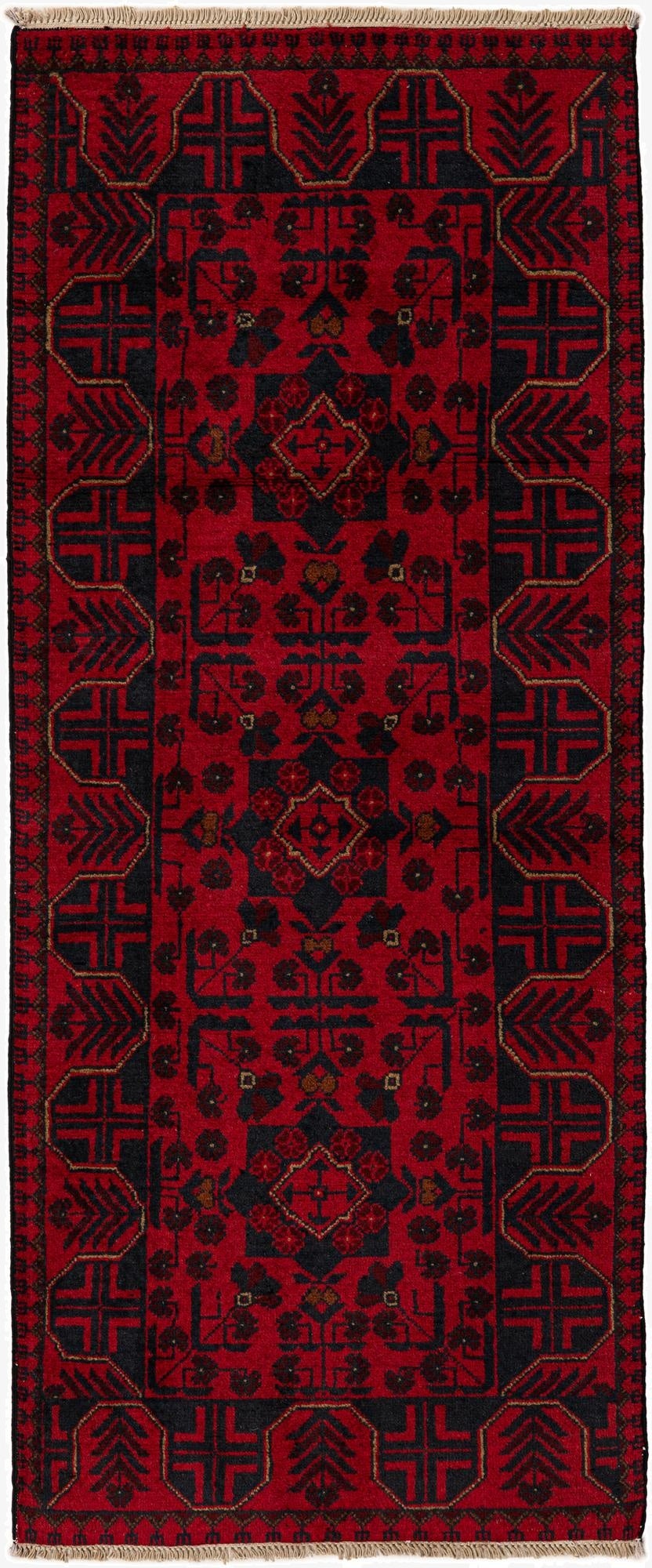  2' 7 x 6' 5  Hand Knotted Khal Mohammadi Wool Runner Rug