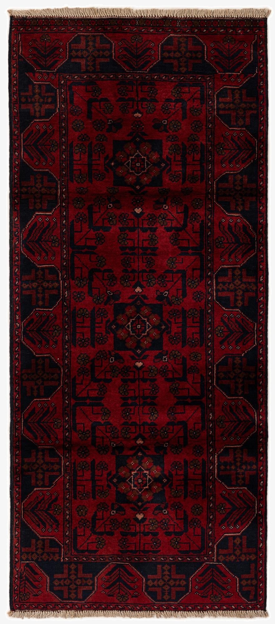  2' 9 x 6' 4  Hand Knotted Khal Mohammadi Wool Runner Rug
