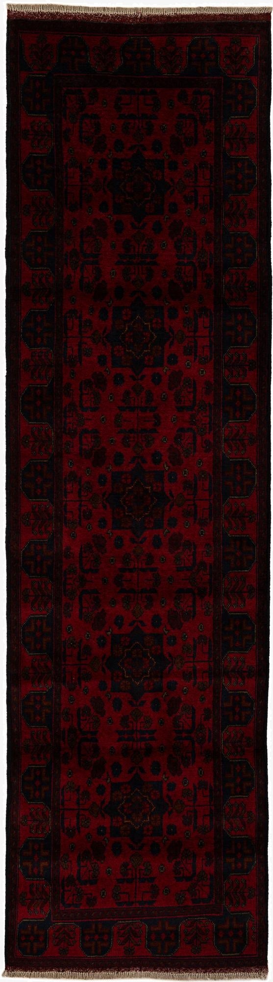  2' 8 x 9' 7  Hand Knotted Khal Mohammadi Wool Runner Rug
