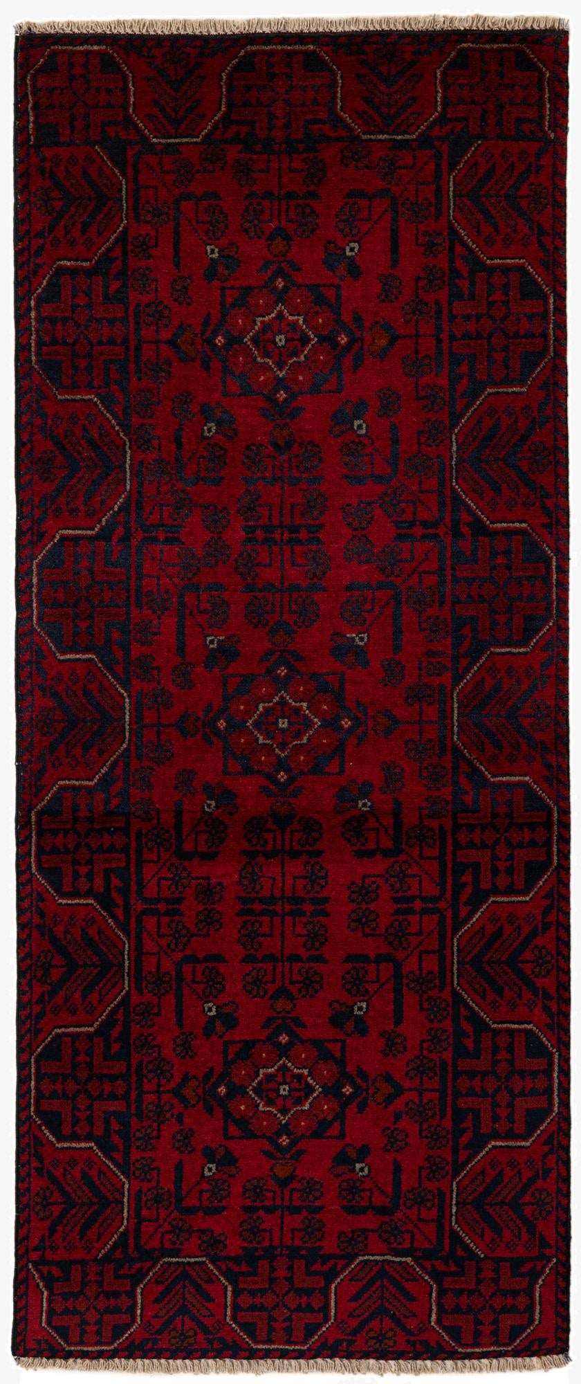  2' 7 x 6' 3  Hand Knotted Khal Mohammadi Wool Runner Rug