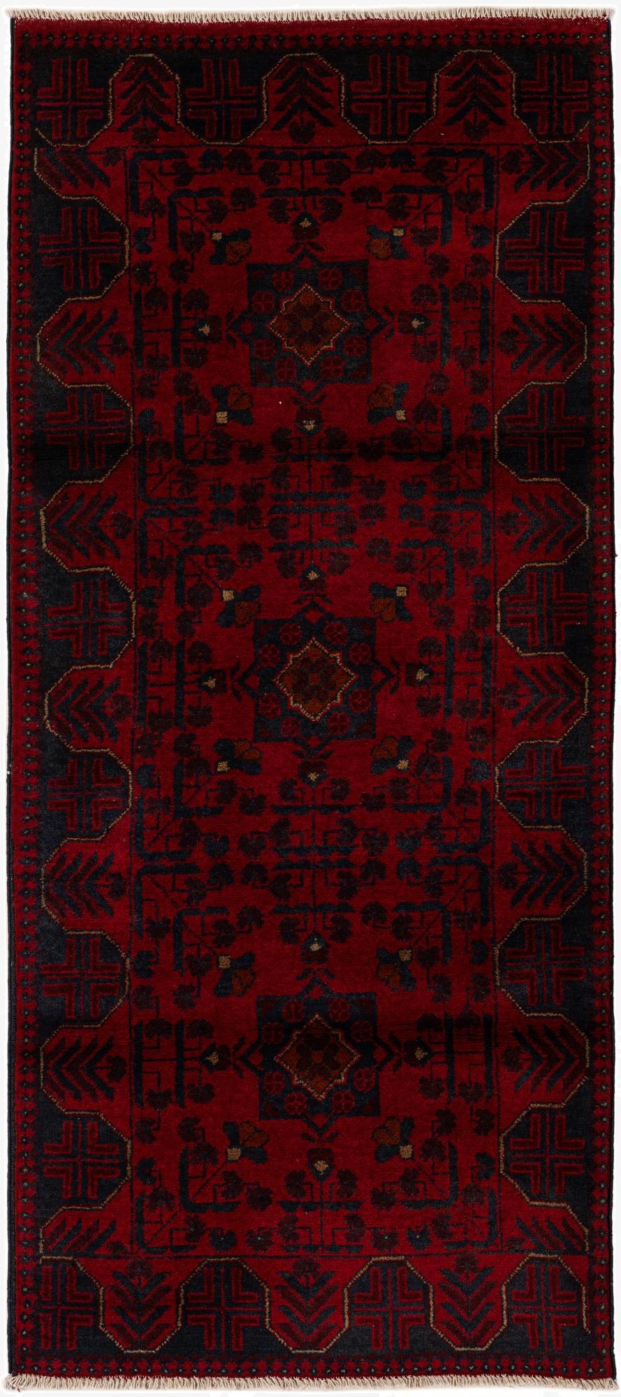  2' 9 x 6' 5  Hand Knotted Khal Mohammadi Wool Runner Rug