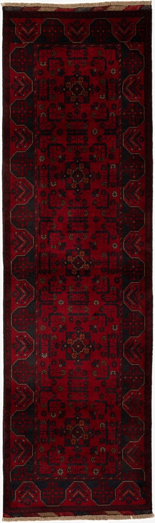  2' 11 x 9' 8  Hand Knotted Khal Mohammadi Wool Runner Rug