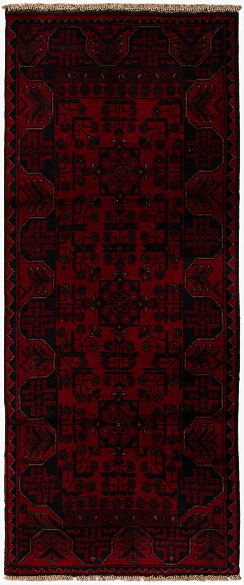  2' 8 x 6' 6  Hand Knotted Khal Mohammadi Wool Runner Rug