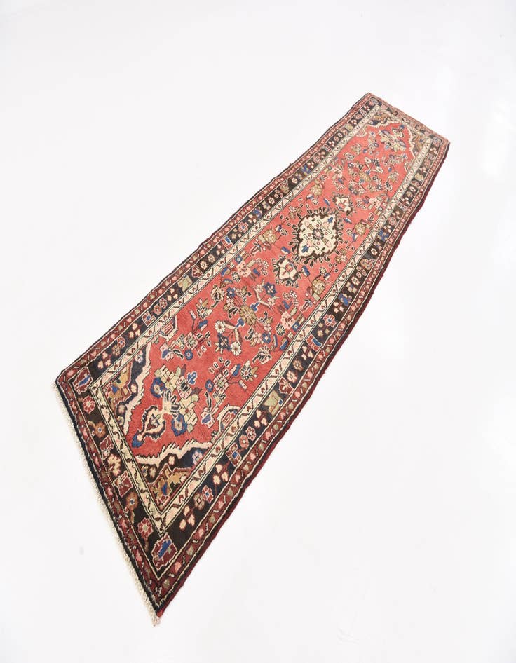 Detail image of  3' 2 x 11'  Hand Knotted Khamseh Persian Wool Runner Rug