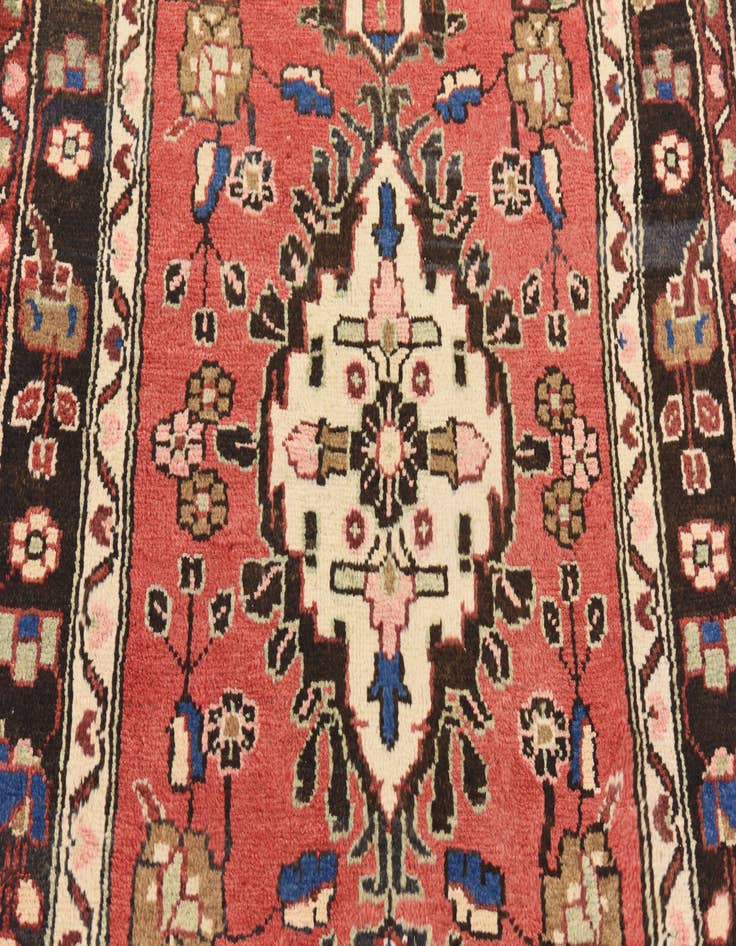 Detail image of  3' 2 x 11'  Hand Knotted Khamseh Persian Wool Runner Rug