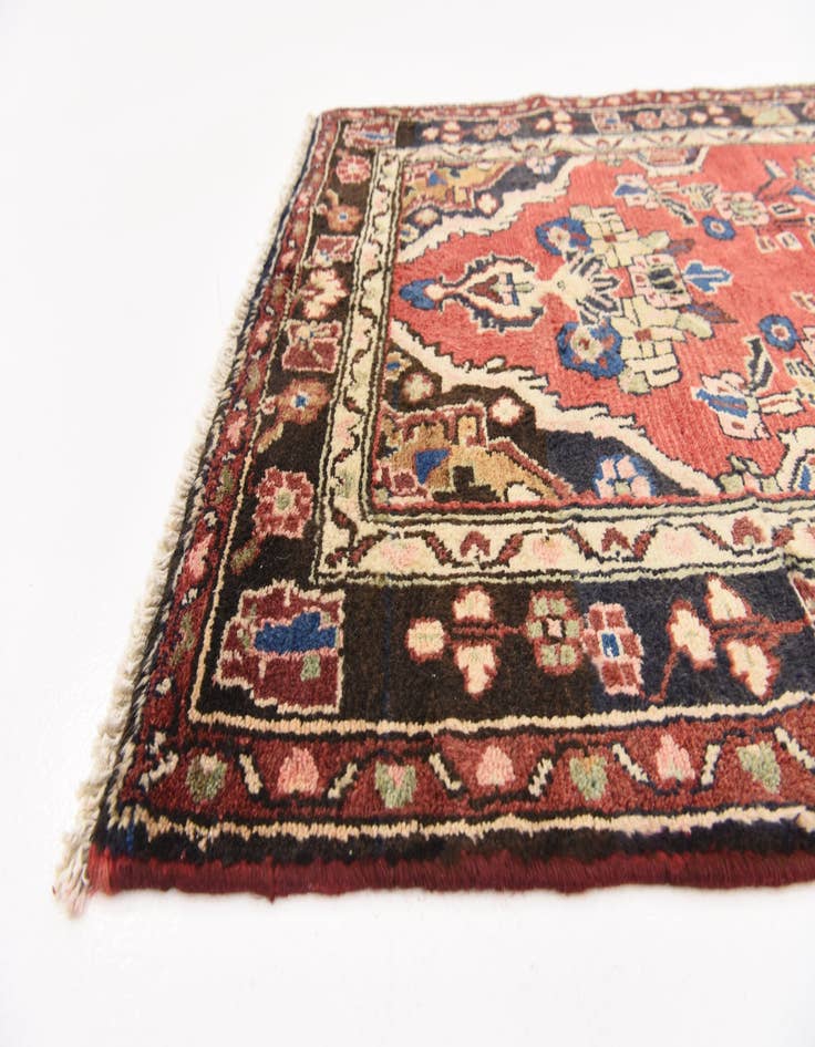 Detail image of  3' 2 x 11'  Hand Knotted Khamseh Persian Wool Runner Rug