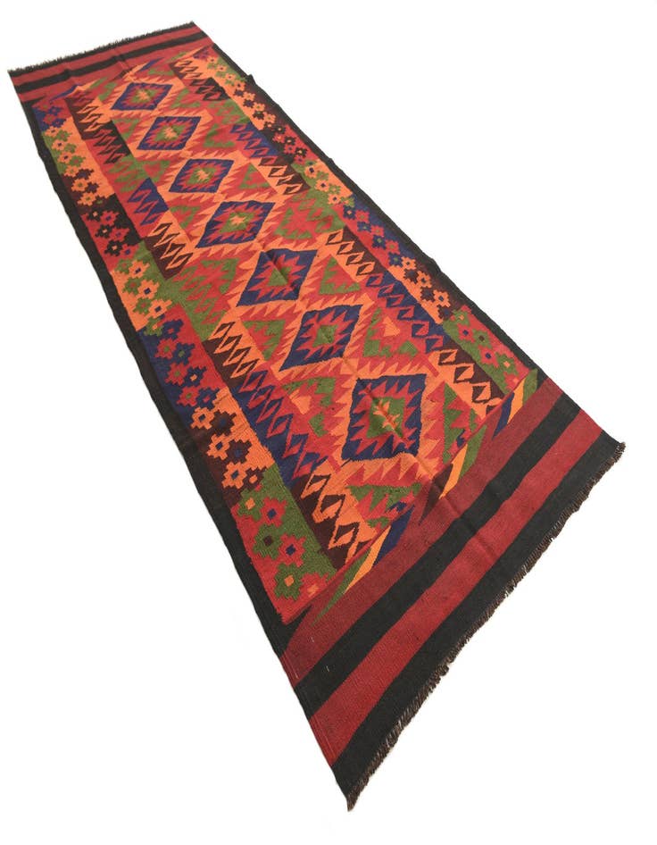 Detail image of  4' 4 x 11' 1  Hand Woven Kilim Afghan Wool Runner Rug