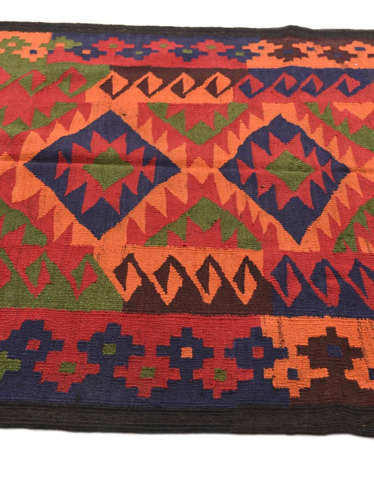 Detail image of  4' 4 x 11' 1  Hand Woven Kilim Afghan Wool Runner Rug