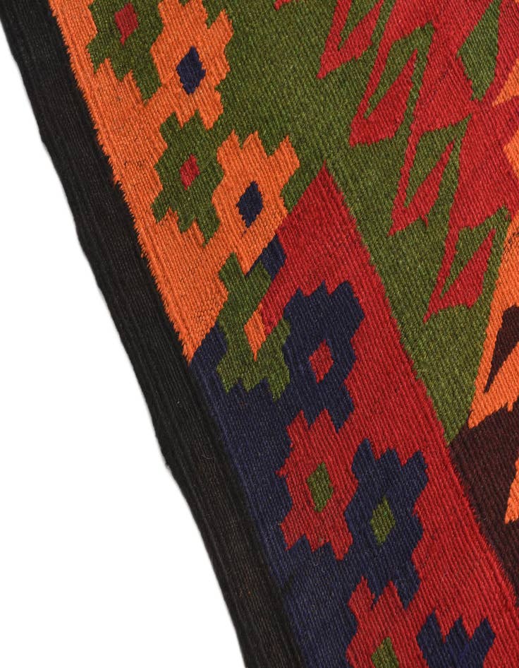 Detail image of  4' 4 x 11' 1  Hand Woven Kilim Afghan Wool Runner Rug