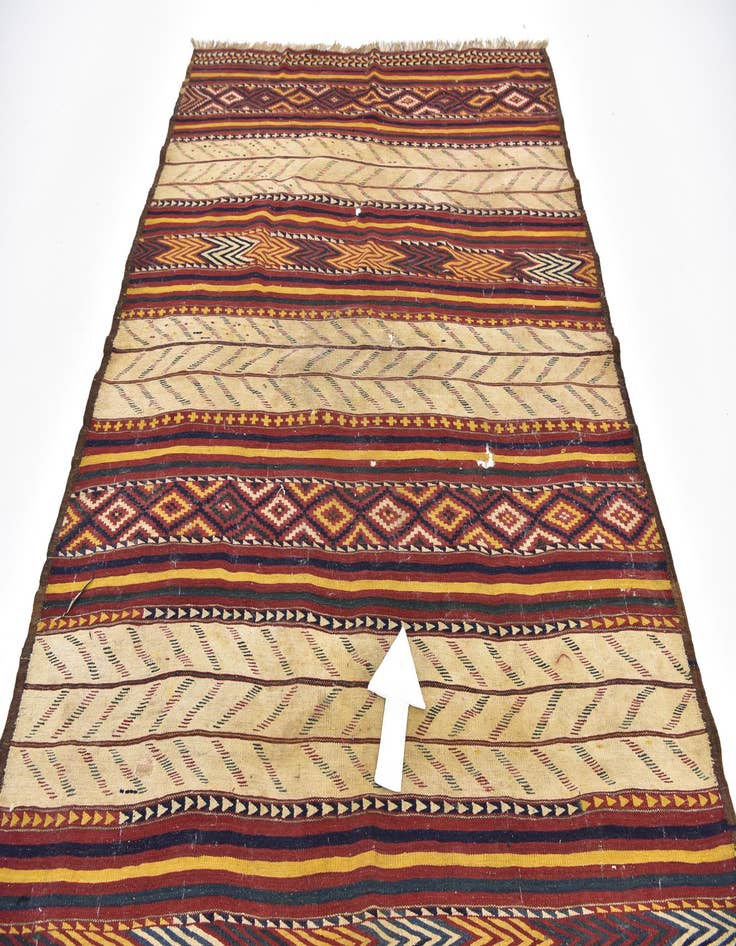 Detail image of  5' 10 x 12' 7  Hand Woven Kilim Fars Wool Runner Rug