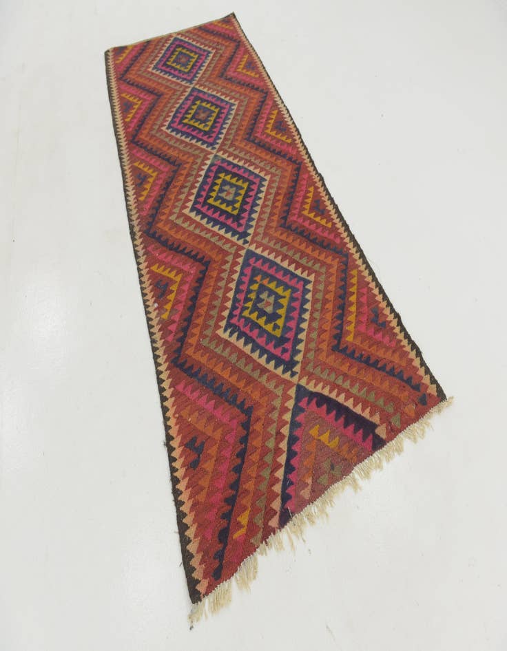 Detail image of  4' x 9'  Hand Woven Kilim Fars Wool Runner Rug