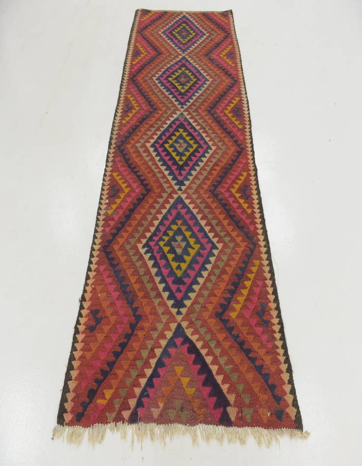Detail image of  4' x 9'  Hand Woven Kilim Fars Wool Runner Rug