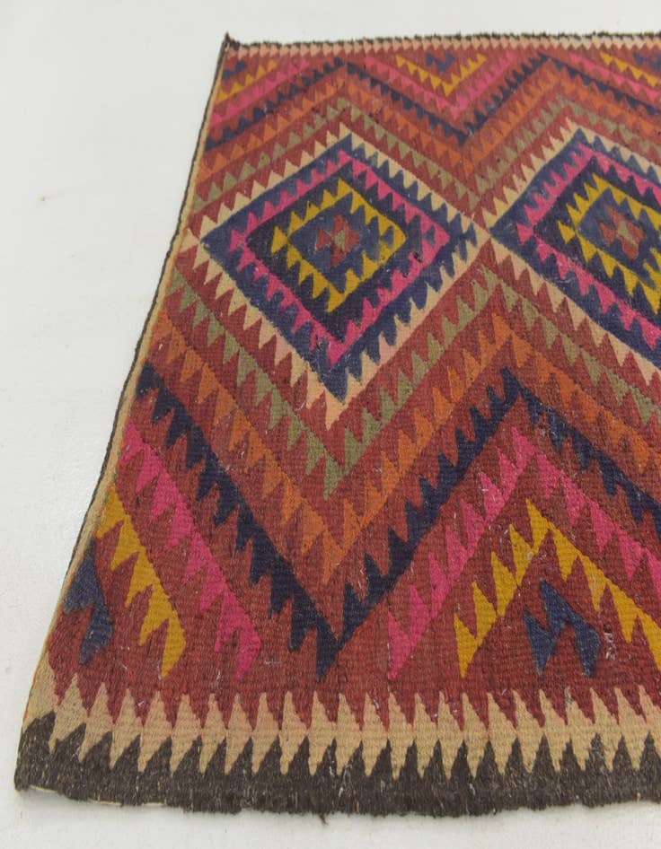 Detail image of  4' x 9'  Hand Woven Kilim Fars Wool Runner Rug