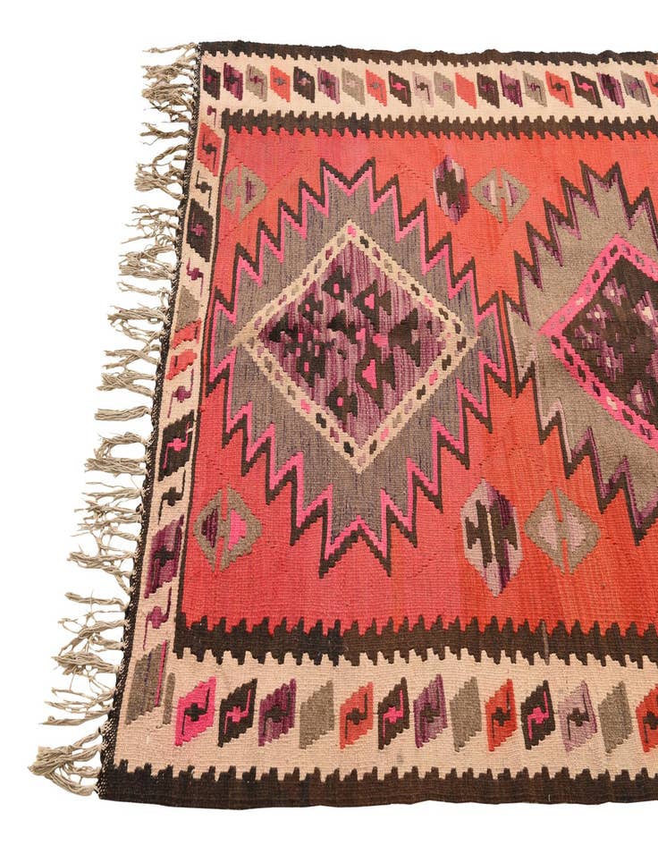 Detail image of  4' 4 x 7' 10  Hand Woven Kilim Fars Wool Runner Rug