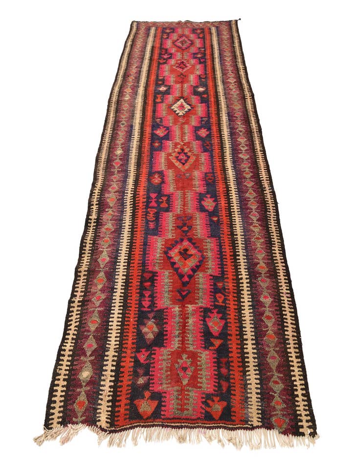 Detail image of  4' 10 x 10' 3  Hand Woven Kilim Fars Wool Runner Rug