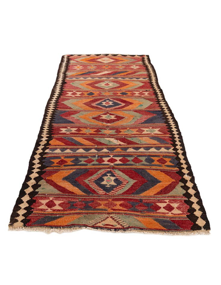 Detail image of  3' 9 x 8' 7  Hand Woven Kilim Fars Wool Runner Rug