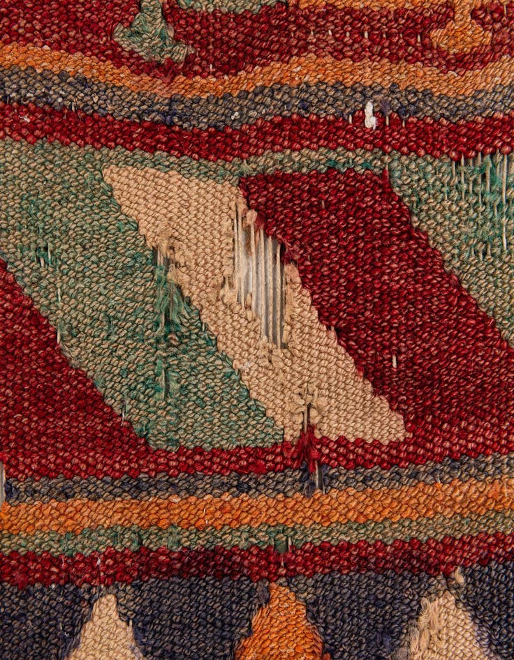 Detail image of  3' 9 x 8' 7  Hand Woven Kilim Fars Wool Runner Rug
